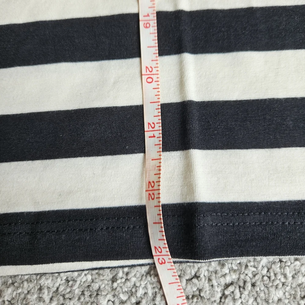 J.Crew Striped Puff Twisted Sleeves Classic Fit Tshirt, Small, White/ Black